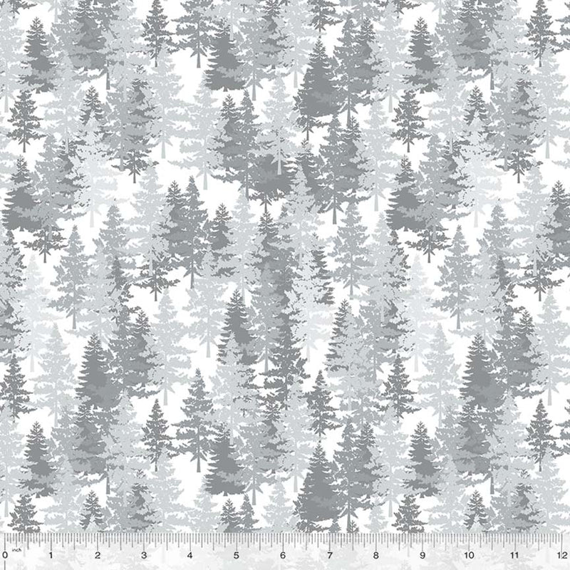 Fletcher Flannel White Evergreens Yardage