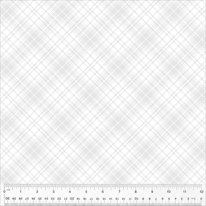 Blanche White Raspy Plaid Fabric