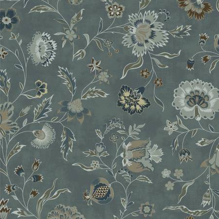 Garden Tale Blue Suede Flourish Fabric