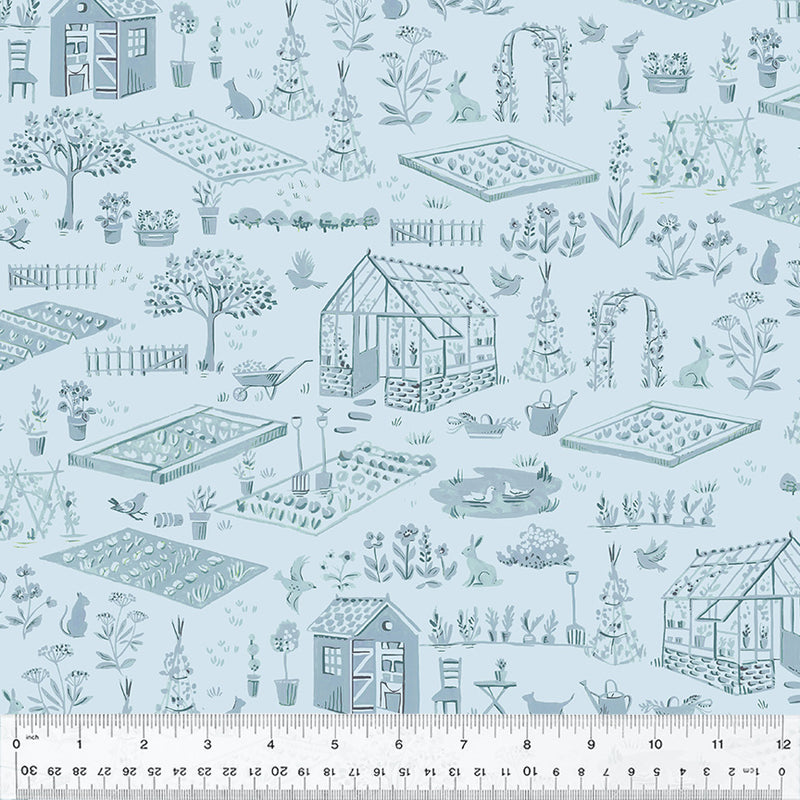 Robin Garden Toile Sky Fabric