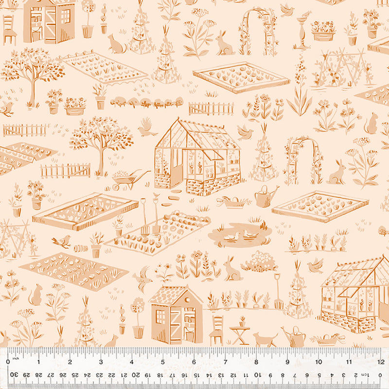 Robin Garden Toile Blush Fabric