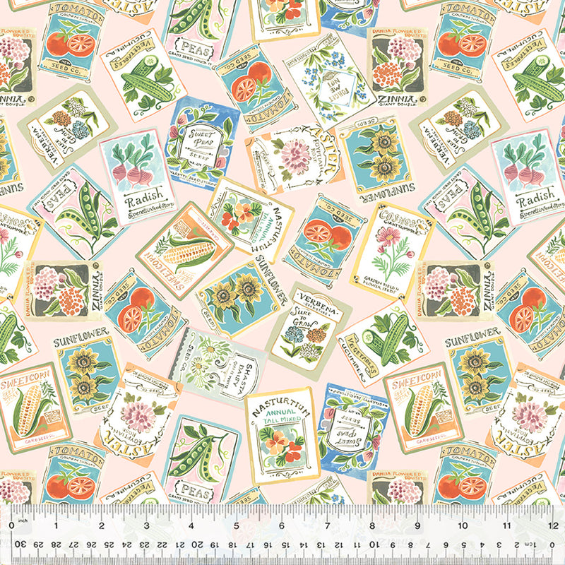 Robin Seed Packets Blush Fabric