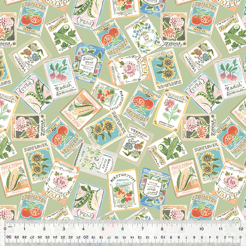 Robin Seed Packets Sage Fabric