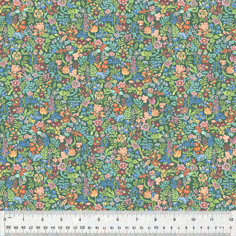 Robin Ditsy Garden Herb Green Fabric