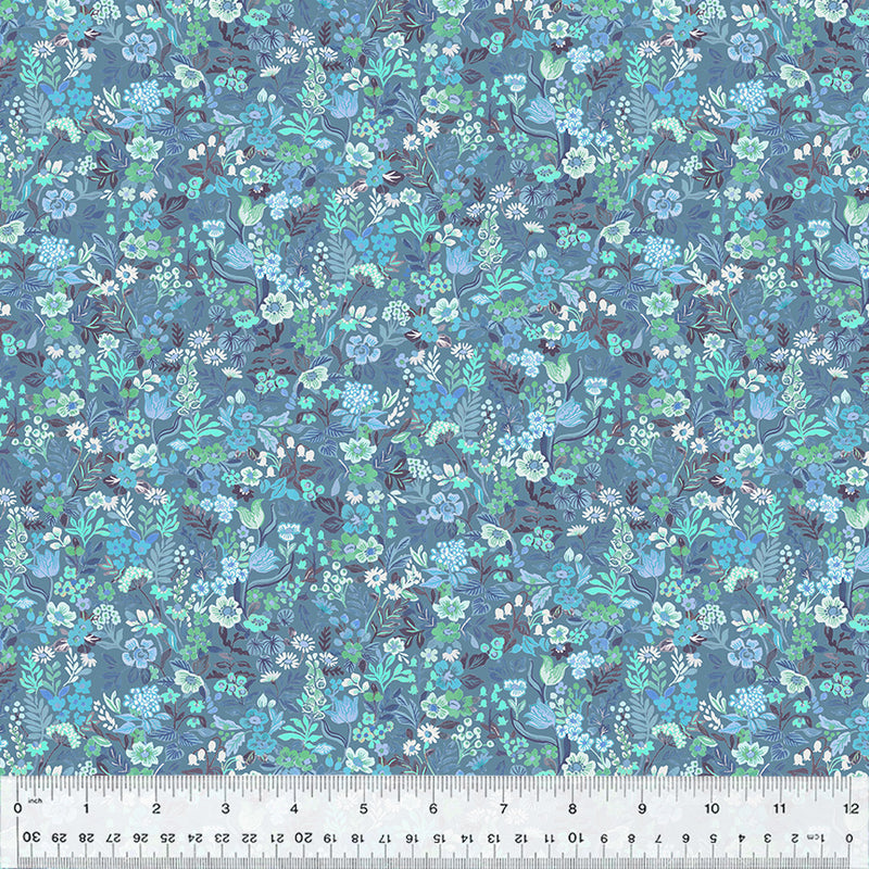 Robin Ditsy Garden Robin's Egg Fabric