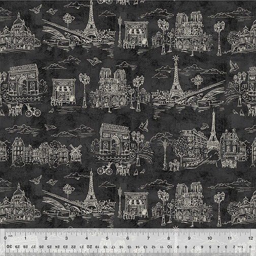 J'aime Paris Paris Toile Black Fabric