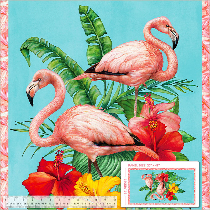 Tropical Paradise Flamingo Paradise Turquoise Panel