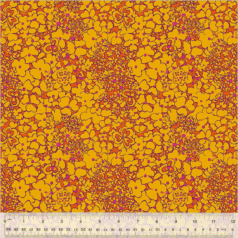 Botanica Periwinkle Tangerine Fabric