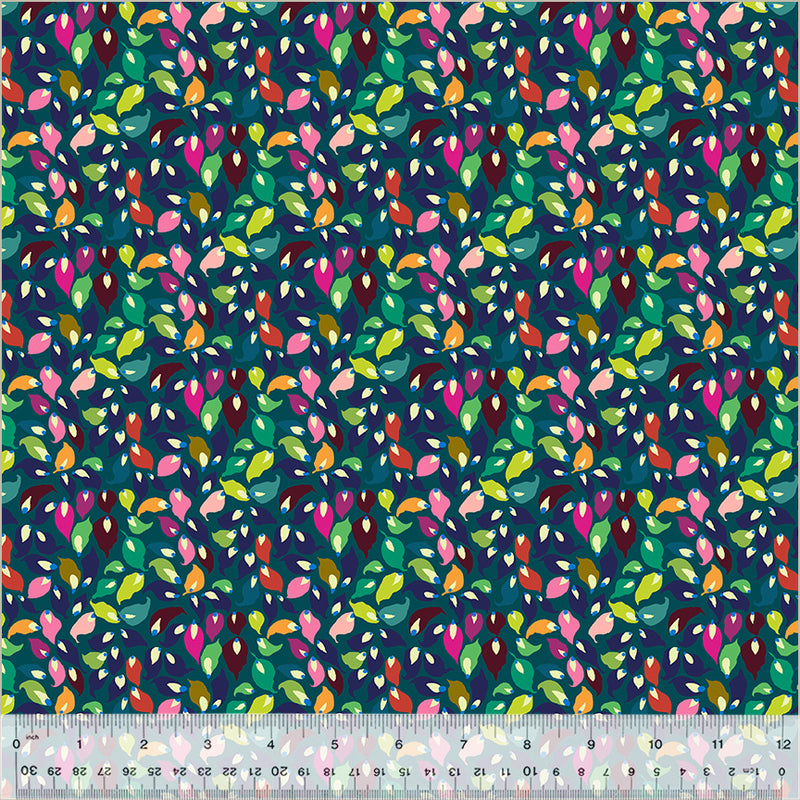 Botanica Summer Leaves Teal Fabric