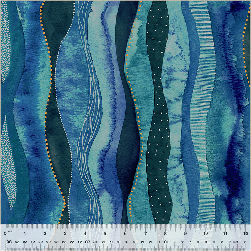 Ebb & Flow Metallic Marine Cascade Fabric