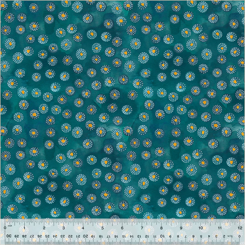 Ebb & Flow Metallic Spritz Aqua Fabric