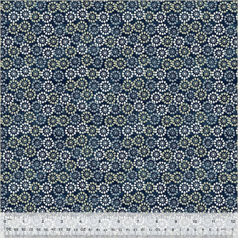 Banyan Mini Medallion Indigo Fabric