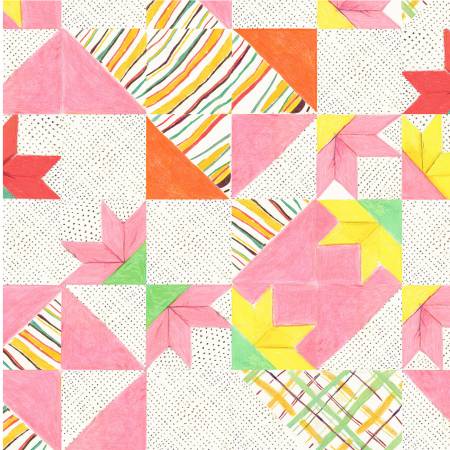 Heather Ross by Hand "Bee's Quilt" White - Canvas