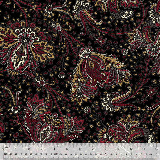 Circa: Turkey Red Paisley Black Fabric