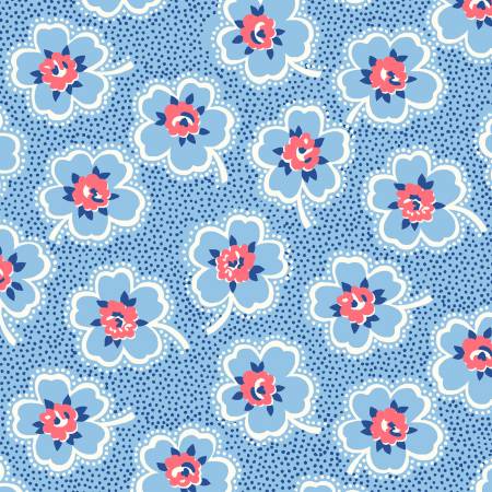 Merry-Go-Round- 54792-3-Blue Ditzy Dotted Floral-YARDAGE