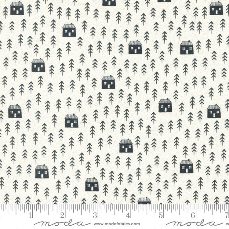 Blizzard Vanilla/Black Novelty Houses & Trees 55621 31 Fabric