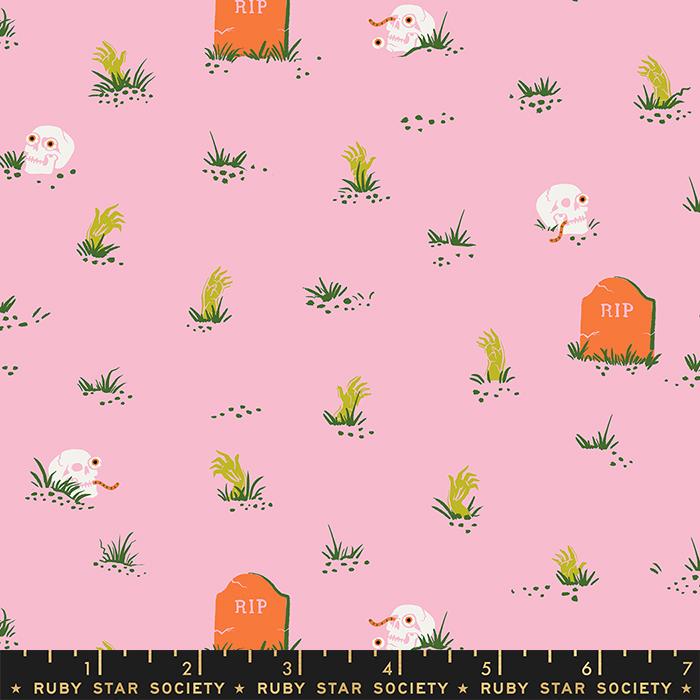 Tiny Frights Peony Graveyard Fabric