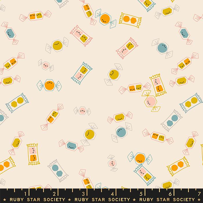 Tiny Frights Natural Tossed Candy Fabric