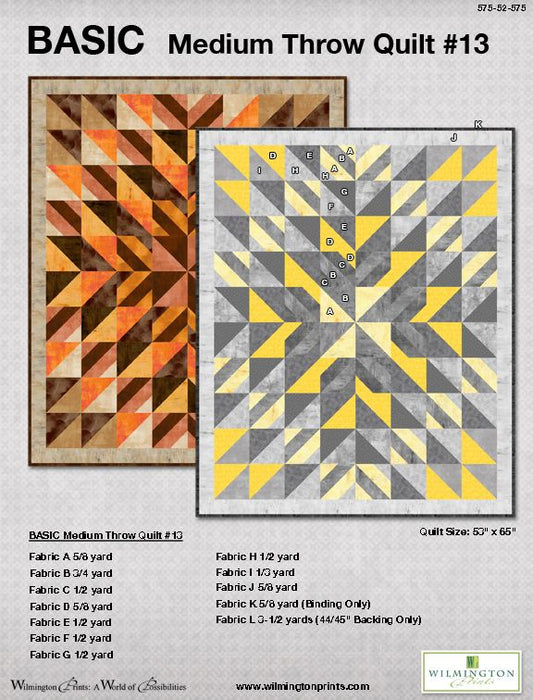 Basic Medium Throw Quilt # 13 Pattern - Collection Blackberry Bramble 54" x 66" - Quilt Kit
