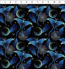 La Luna - Lunar Moths - Blue/Silver - Yardage