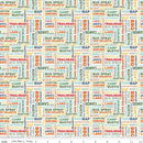 Happy Haven - Text - White - Yardage