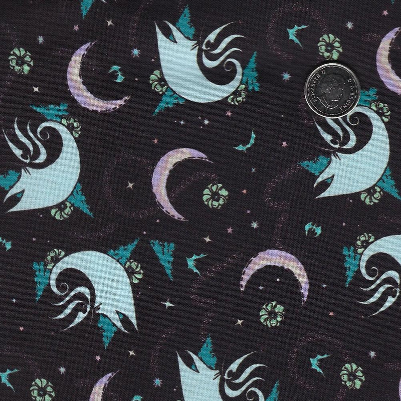 Nightmare Before Christmas Mystic Opulence Astral Zero the Dog Black Fabric