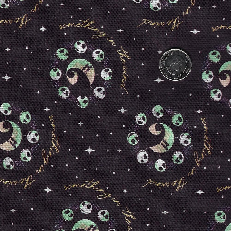 Nightmare Before Christmas Mystic Opulence Something In the Wind Black Fabric