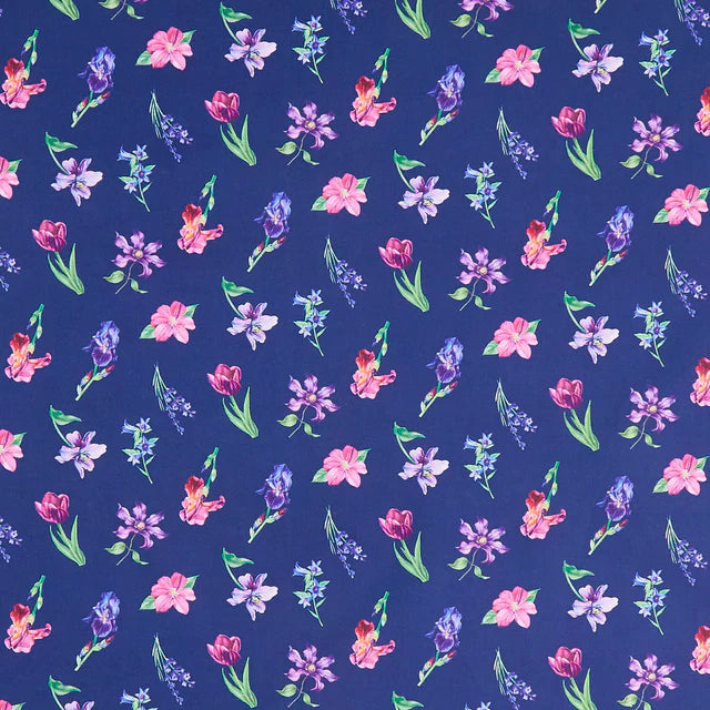 Deborah's Garden Floral Toss Navy Multi Fabric