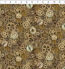Steampunk Menagerie - Gears & Clocks - Gold - Yardage