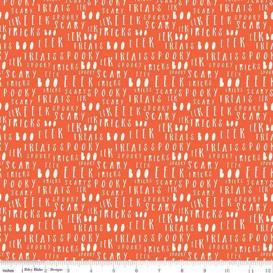 Hey Bootiful Persimmon Words Fabric