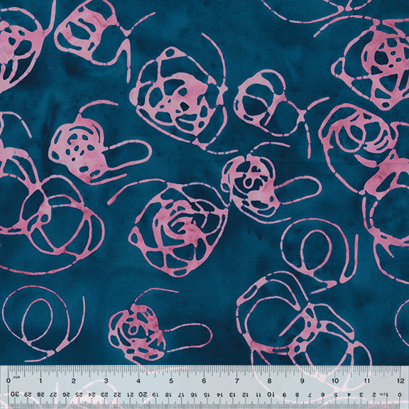 Found Batik Indigo Strings Fabric