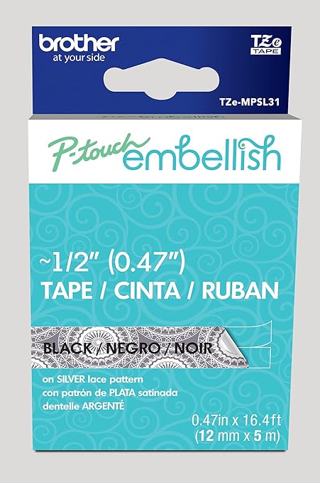 Brother P-Touch Embellish Silver Lace Patterned Tape