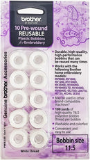 Brother 10 Pre-wound White Reusable Plastic Bobbins
