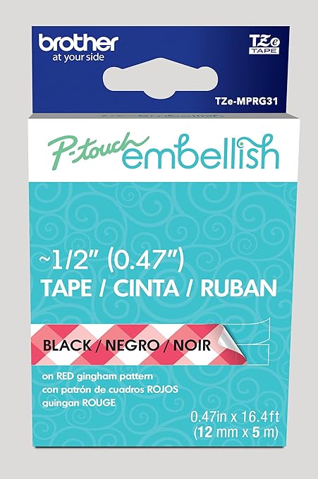 Brother P-Touch Embellish Red Plaid Patterned Tape