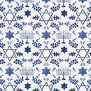 Love and Light - Star of David with Menorahs - Off White - Yardage