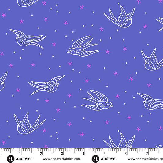 Perfect Day - Swallows - Blue - Yardage