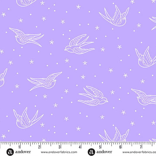 Perfect Day - Swallows - Light Purple - Yardage