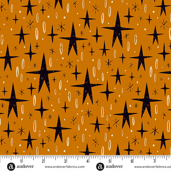 Nevermore Tall Stars Orange Fabric