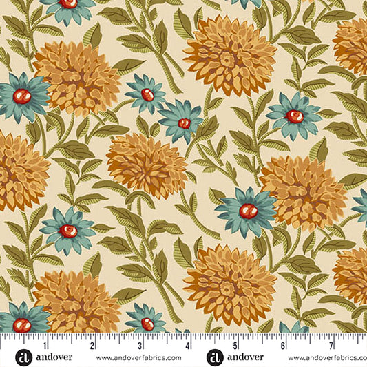 Autumn Woods Woodland Bloom A-1543-L Almond Fabric