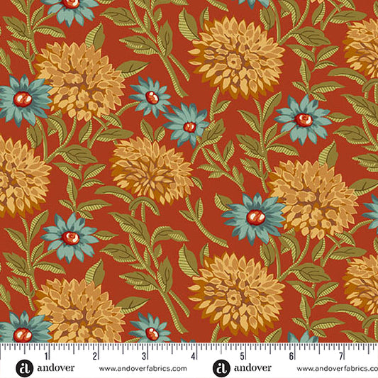 Autumn Woods Woodland Bloom A-1543-R Persimmon Fabric