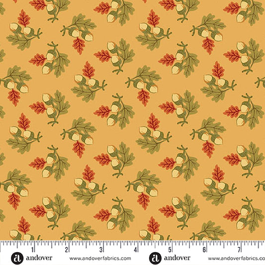 Autumn Woods Gathered Acorns A-1545-Y Butternut Fabric