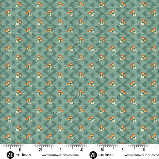 Autumn Woods Harvest Check A-1549-T Stone Blue Fabric