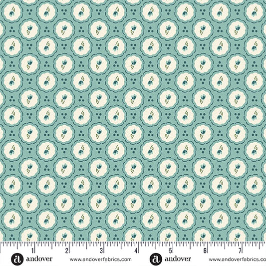 Heartland Little Blossom Misty Blue Fabric