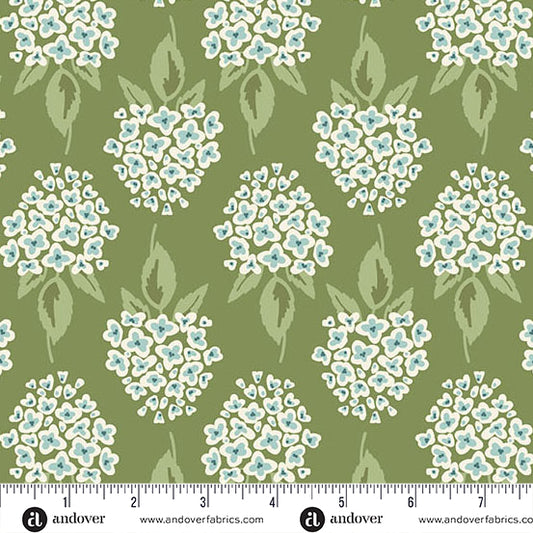 Heartland Hydrangea Evergreen Fabric