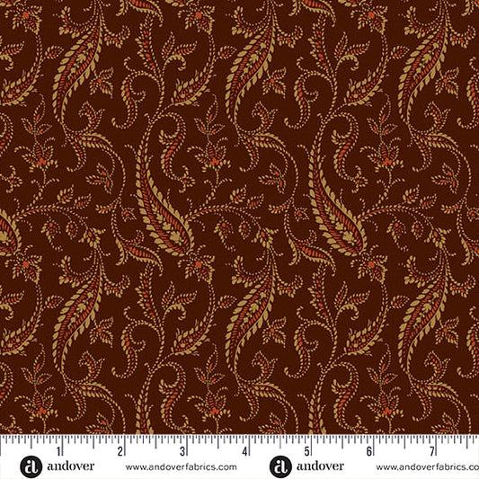 Bridgeport Paisley Vines Brown Fabric
