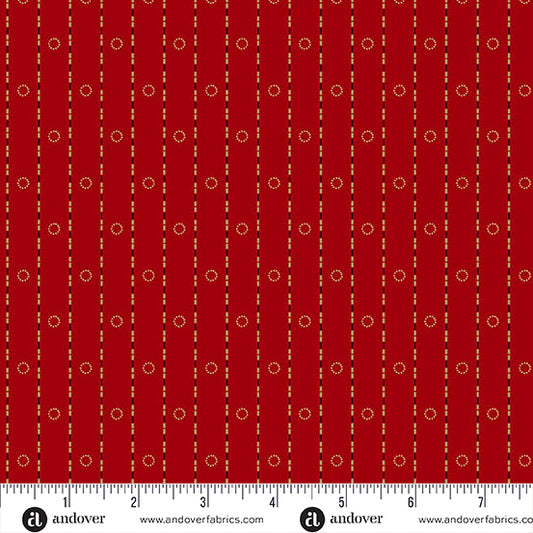 Bridgeport Circle Stripes Red Fabric