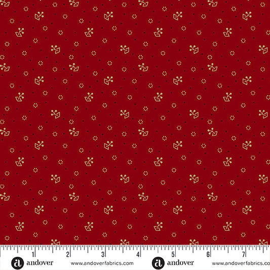 Bridgeport Tossed Sprigs Red Fabric