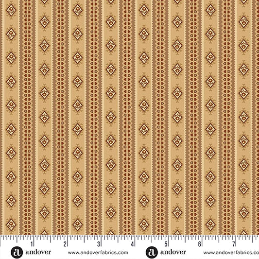 Toasted Bloom Stripe A-5867-N Bone Fabric