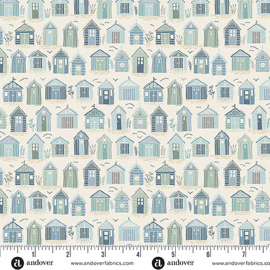 Driftwood - Beach Huts - Light Cream - Yardage