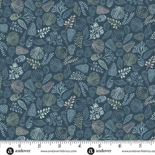 Driftwood - Shells - Blue - Yardage